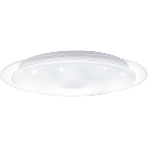 Weiße Eglo LED-Deckenleuchte Igroka, Ø 40cm, mit Sternenhimmel-Effekt für Wohnräume.