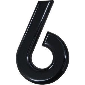 Schwarze Alpertec Hausnummer 6/9 aus robustem Nylon, witterungsbeständig.