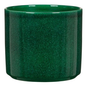 Runder, glänzender Keramik-Übertopf in Mystic Green, 14 cm Durchmesser, wasserdicht. Ideal für Pflanzen.