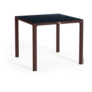 Quadratischer Esstisch Mokka mit HPL-Platte, 90x90 cm, ideal für Essgruppen.