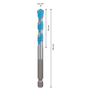 Bosch Expert Hex-9 Multi Construction Bohrer, Ø 8 mm, für präzise Bohrungen in versch. Materialien.
