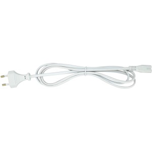Weißes e2 elektro Anschlußkabel mit Eurostecker für Unterbauleuchten.