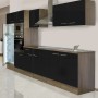 Respekta Küchenzeile KB330EYSMIGKE, 330 cm, Schwarz und Eiche York Nachbildung mit E-Geräten.