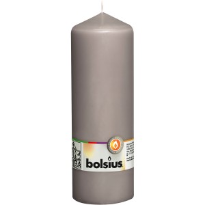 Bolsius Stumpenkerze, 200/68 mm, warmes Grau. Dekorative Kerze für den Innenbereich.