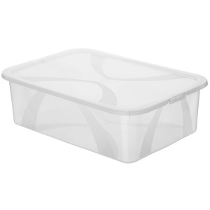 Transparente Rotho Clear Box Arco Blanket, 29 l, mit Deckel. Ideal zur Aufbewahrung.
