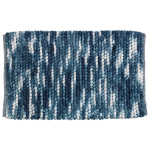 Blauer Wenko Badteppich Urdu 60x90 cm mit Melange-Effekt und rutschfester Unterseite.