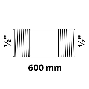 Abbildung eines verzinkten Kirchhoff Rohrdoppelnippels, 21 mm (1/2 AG) x 600 mm.