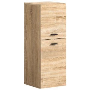 Badschrank in Sonoma Eiche Optik, 30x80x29 cm, mit Schubladen, stehend oder hängend montierbar.