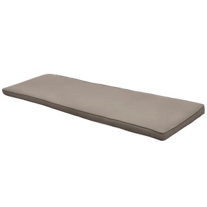 Taupe Beautissu Loft BK Bankkissen 120x48x5cm. Weiche, rechteckige Garten-Sitzkissen-Auflage mit Paspelierung.