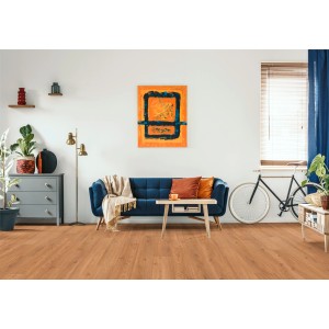 Wohnraum mit Click-Vinylboden Eiche Palermo Landhausdiele in Holzoptik.