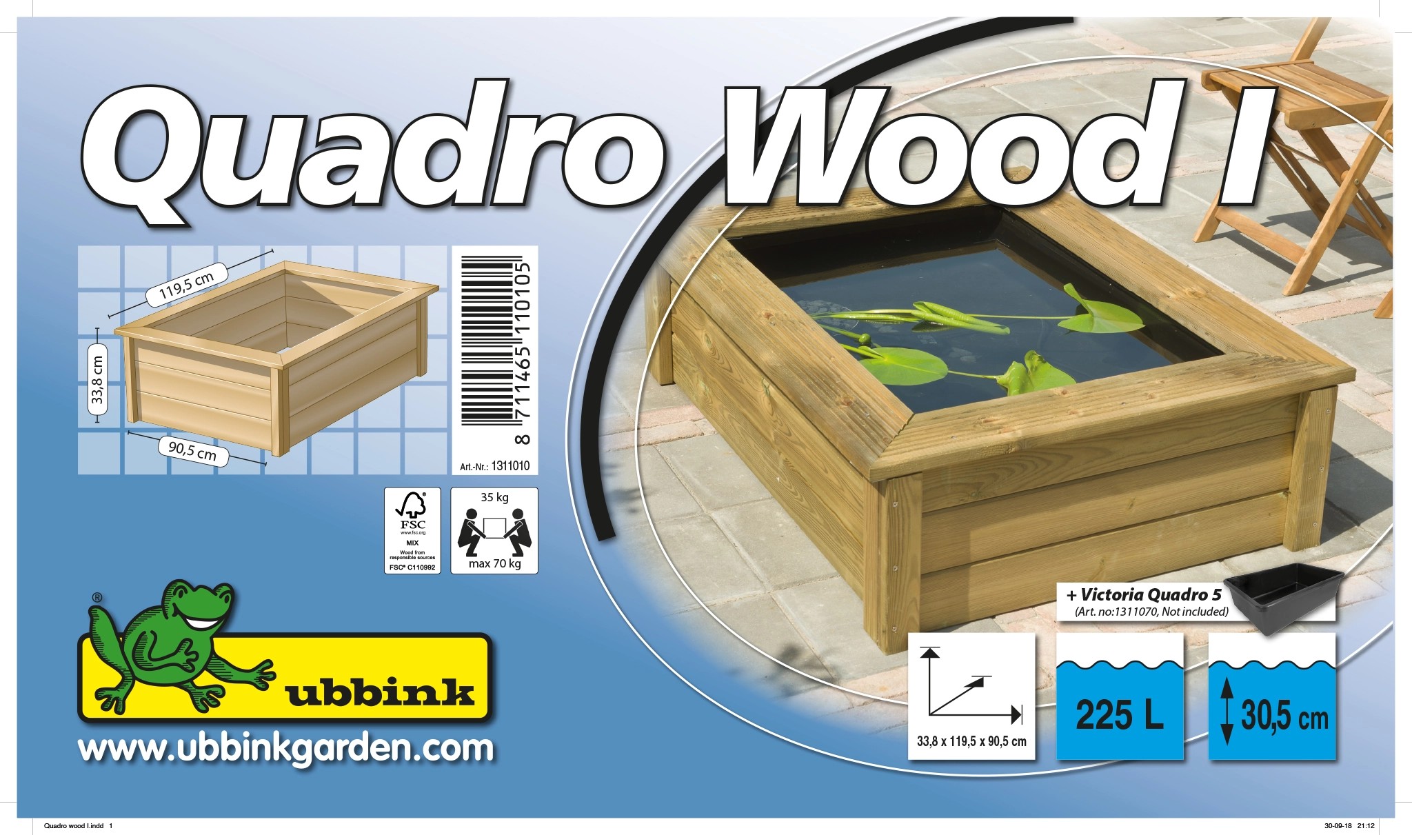 Ubbink TeichHolzumrandung Quadro Wood I Natur für Victoria Quadro 5