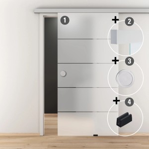 Glasschiebetür-Set Nova 503 mit Alu-System und Griffmuschel, 190 cm für den Innenbereich.