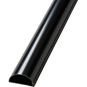 Schwarzer D-Line Kabelkanal, 50x25 mm, 1,5 m, halbrunde Form zur Kabelverdeckung.