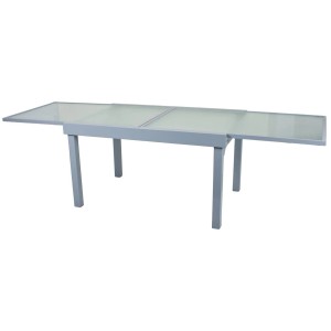 Ausgezogener, rechteckiger, grauer Gartentisch Lola von Garden Pleasure, 90x270 cm.