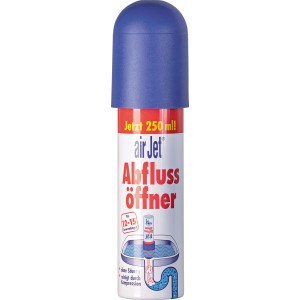 Air Jet Abflussöffner, 250 ml, für Bad, Dusche & Waschtisch. Reinigt durch Kompression.