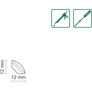 Detailaufnahme Viertelstab Eiche Natur lackiert, 12x12 mm, für Boden, Wand und Decke.