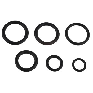 Kirchhoff O-Ring Sortiment, 6 Gummi Dichtungsringe in verschiedenen Größen, schwarz.