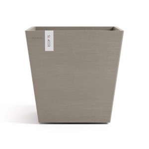 Quadratischer, braungrauer Ecopots Pflanztopf Rotterdam, 35,2 cm, für Innen- und Außenbereiche.