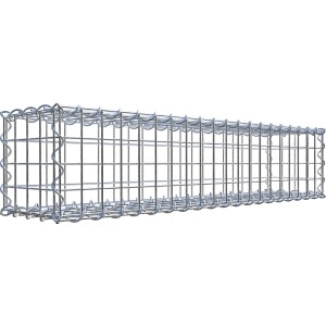 Leere Gabiona Gabione, 20x100x20 cm, Maschenweite 5x5 cm, aus verzinktem Draht.