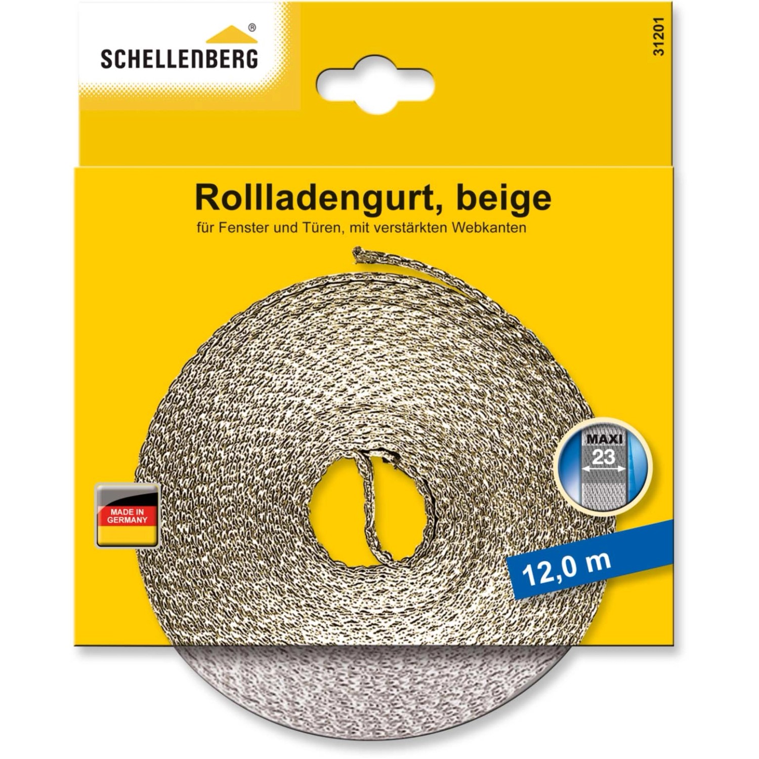 Schellenberg Rollladengurt Maxi, 23mm breit, 12m lang, beige. Gurtband für Rollladen.