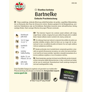 Samenpackung Sperli Bartnelke Einfache Prachtmischung mit mehrfarbigen Blüten.
