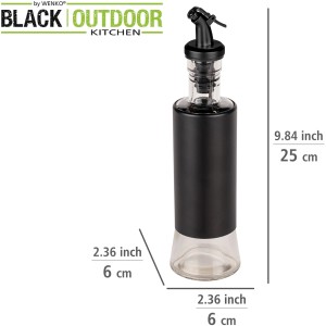 Wenko Öl- und Essigspender Boga, 0,3 l, Schwarz, mit 1-Klick Verschluss für Grillutensilien.