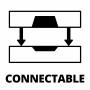 Symbol: Zwei Werkzeugkoffer, die durch Pfeile verbunden sind, um die Konnektivität des Einhell E-Case Systems darzustellen.