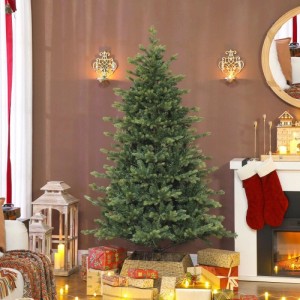 Grüner HOMCOM Weihnachtsbaum aus Kunststoff, 180 cm hoch, in voller Fichtenform. Ideal für festliche Weihnachtsdekoration.