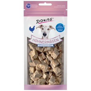 Dokas Hunde-Belohnungssnacks Hühnermägen, gefriergetrocknet, 20g Packung.