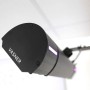 Schwarzer VASNER Appino BEATZZ Infrarot-Heizstrahler mit Musikfunktion und LED-Lichtern.