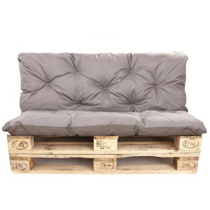 Setgarden Enkel Set Palettenkissen 120x60x60cm Sitzkissen + Rückenkissen 1tlg Grau