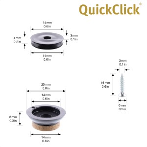 Wagner QuickClick Filzgleiter Set, 12-teilig, mit Schrauben und Maßen.