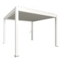 Weiße Biohort Pergola 3,5x3,5m: Moderne Terrassenüberdachung mit Lamellen.