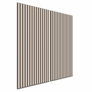 2er Set Akustikpaneele Lino Powder, schwarz/beige, 60x120cm, zur Wand- und Deckenmontage.