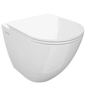 Domberg Wand-WC-Set DB1005 Weiß, randloses Hänge-WC mit WC-Sitz und Absenkautomatik.