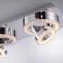 Moderne LED-Deckenleuchte Tim in Chrom mit dreh- und schwenkbaren Ringen für stimmungsvolles Licht.