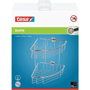 Tesa Eck-Duschregal Baath Plus, verchromt, zur Wandmontage ohne Bohren.