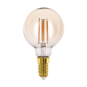 Eglo E14 LED Leuchtmittel in Globeform, 4W, mit warmweißem Licht für Wohnräume.