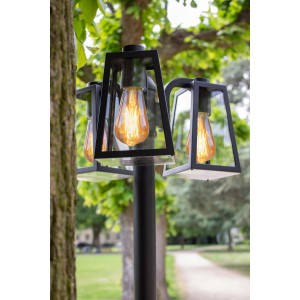 Lutec Kandelaber Fia, 3-flammig, mattschwarz, klassische Aussenleuchte im Garten.