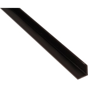 Schwarzes, gleichschenkliges Winkelprofil aus Kunststoff, 15x15x2000 mm.