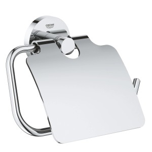 Grohe QuickFix WC-Papierhalter Start Chrom mit Deckel, Wandhaken für Badezimmer.