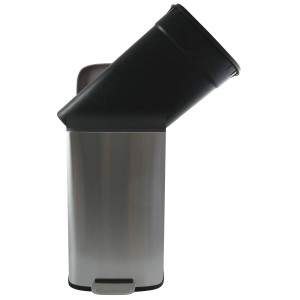 Spirella Kosmetikeimer Akira, 30 l, Edelstahl mit offenem Deckel. Pedal-Eimer für Bad und WC.