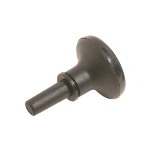 Schwarzer Möbelgleiter aus Kunststoff, geeignet für Möbel mit einer Tragfähigkeit bis zu 20 kg.