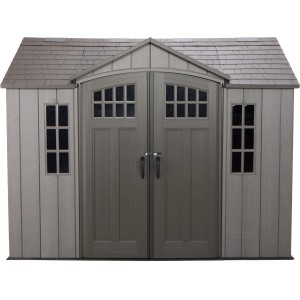 Lifetime Gerätehaus Saturn, 6,6 m², Kunststoff-Gartenhaus mit Doppeltür und Fenstern.