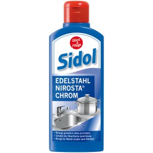 Sidol Edelstahl Reiniger, 250ml Flasche. Reinigt und schützt Edelstahl, Chrom und Nirosta Oberflächen.