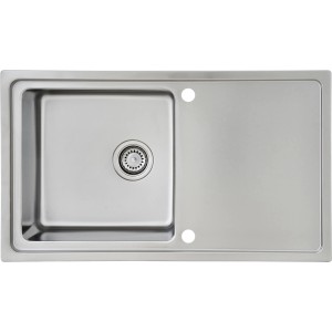 Respekta Einbauspüle Chicago, 86x50 cm, Edelstahlspüle mit Abtropffläche und zwei Hahnlöchern.