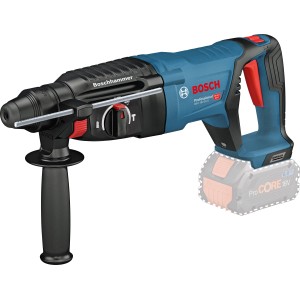 Bosch Professional GBH 18V-26 C Akku-Bohrhammer, blau, mit Zusatzhandgriff.