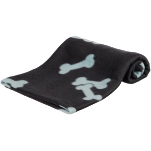 Jollypaw Fleecedecke Joost, 100x70 cm, schwarz mit Knochenmuster. Hundedecke für Hunde.