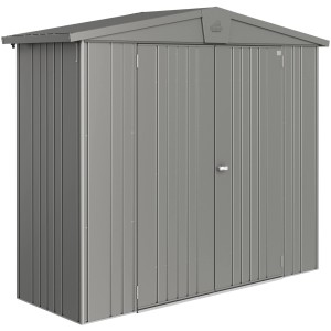 Biohort Metall-Gerätehaus Europa, Quarzgrau-Metallic, 1,9 m², mit Doppeltür.