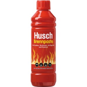 Rote Flasche Husch Brennpaste Gel 500ml für Fondue, Grill & Kamin.